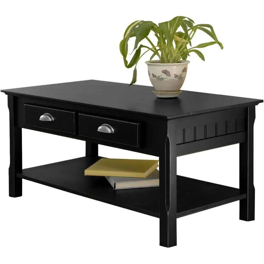 Black Coffee Table with Drawers and Shelves
Black Coffee Table with Drawers and Shelves