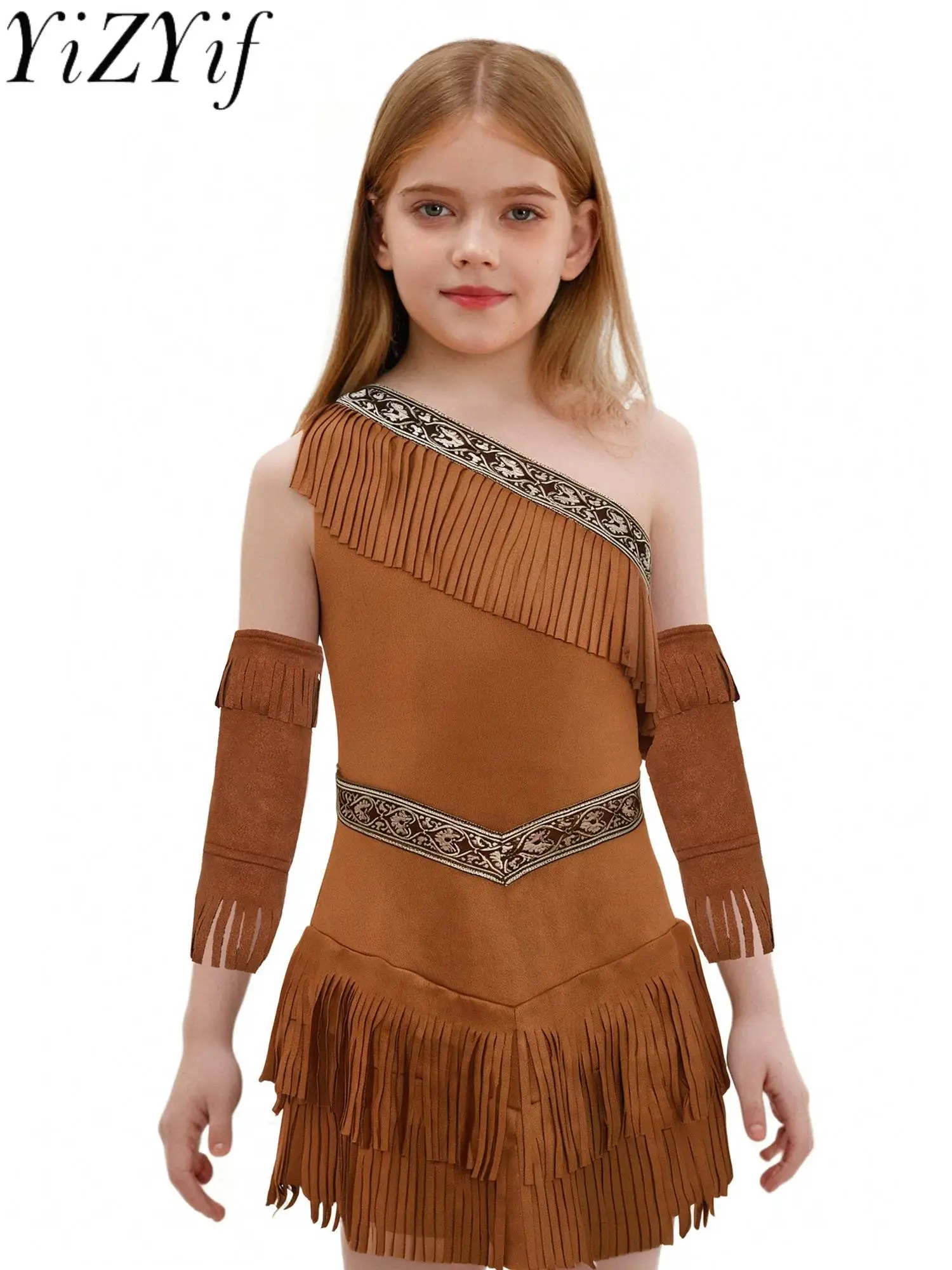 Halloween Carnival Western Cowgirl Cosplay Dress Kids Girls Vintage Brown Fringe Suede Dress with Tassel Sleeves Cowgirl Uniform
Halloween Carnival Western Cowgirl Cosplay Dress Kids Girls Vintage Brown Fringe Suede Dress with Tassel Sleeves Cowgirl Uniform