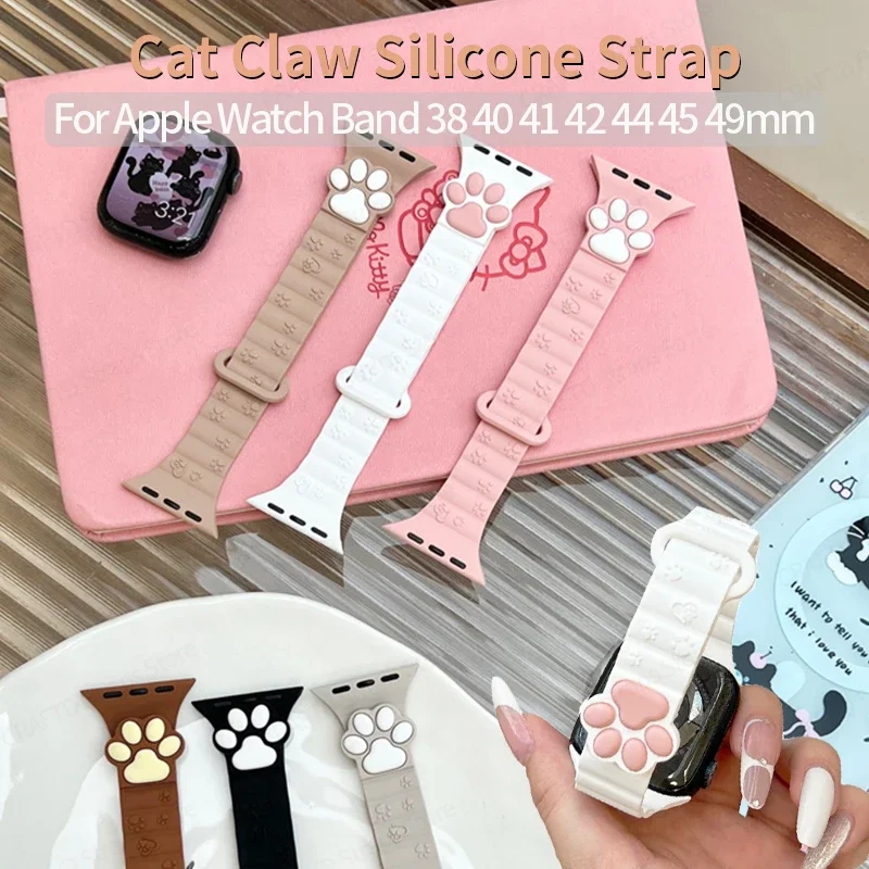 Cute Cat Claw Silicone Strap for Apple Watch Band 44mm 45mm 49mm 41 40 42 Magnetic Sport Bracelet for IWatch Series 9 8 7 6 SE 5
Cute Cat Claw Silicone Strap for Apple Watch Band 44mm 45mm 49mm 41 40 42 Magnetic Sport Bracelet for IWatch Series 9 8 7 6 SE 5