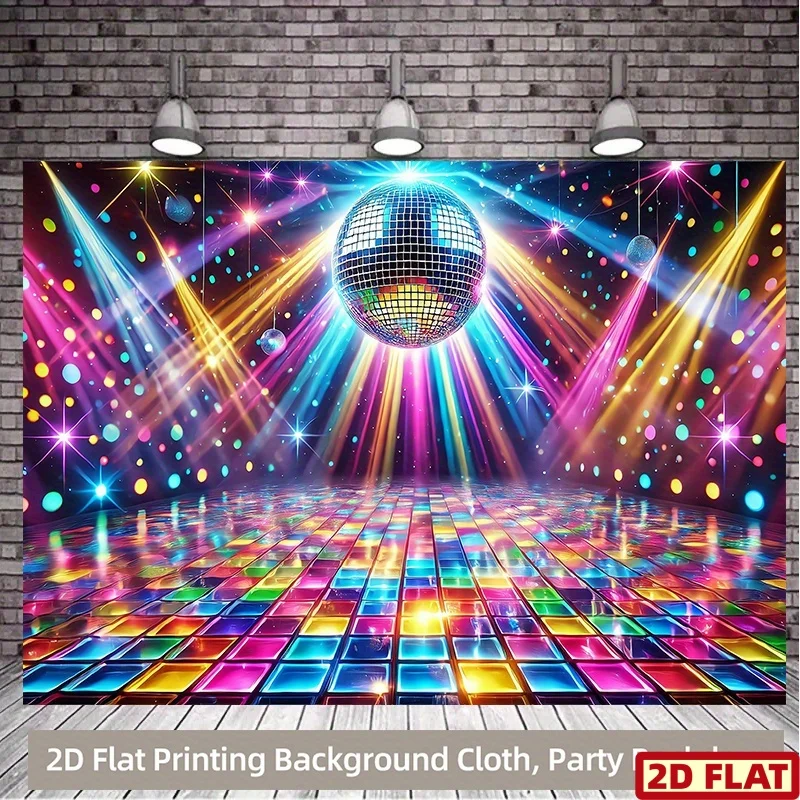 2D plane, 1 piece, vibrant disco party background, featuring colorful lights and disco balls design.
2D plane, 1 piece, vibrant disco party background, featuring colorful lights and disco balls design.