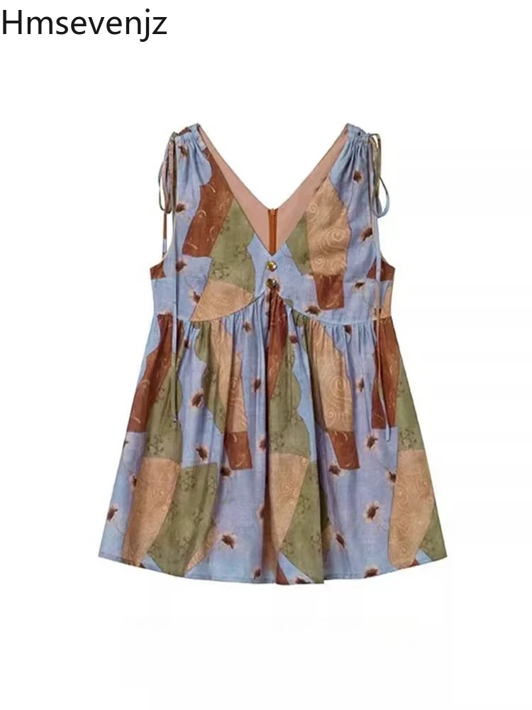 Hmsevenjz Oil Painting Printed Camisole Women's Summer Vacation Style Loose Bow Sleeveless Vest Top Fashion Female Clothes
Hmsevenjz Oil Painting Printed Camisole Women's Summer Vacation Style Loose Bow Sleeveless Vest Top Fashion Female Clothes