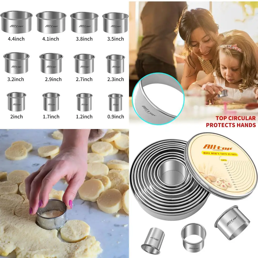 12 Pcs Round Biscuit Cutter - StainlSteel Bg ential Tool or EortlCircle Cookie Shaping,Pastry,Cake Decoration&ondant Creation –
12 Pcs Round Biscuit Cutter - StainlSteel Bg ential Tool or EortlCircle Cookie Shaping,Pastry,Cake Decoration&ondant Creation –