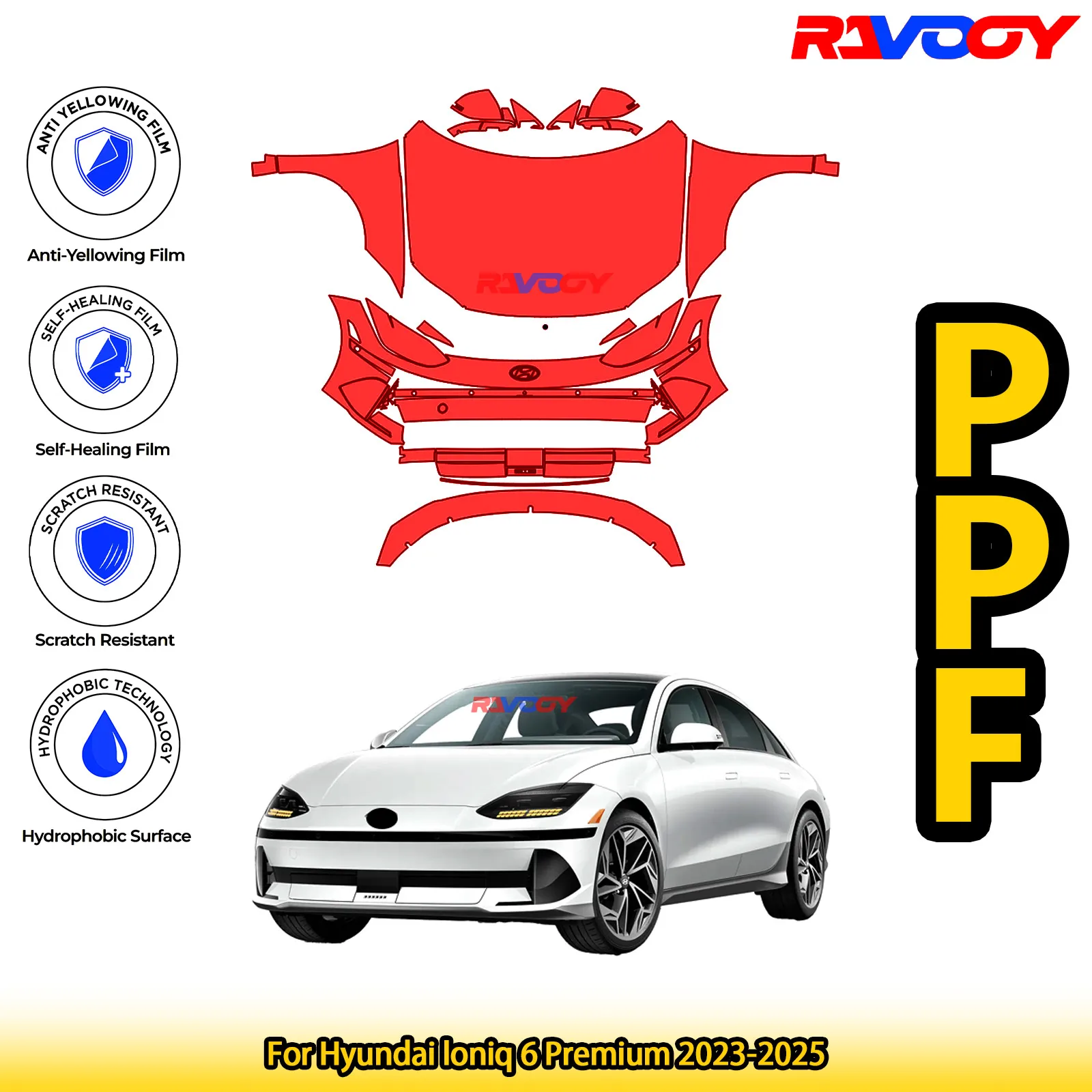 Для Hyundai loniq 6 Premium 2023-2025 глянцевая матовая черная предварительно вырезанная передняя PPF комплект защитная пленка для краски
Для Hyundai loniq 6 Premium 2023-2025 глянцевая матовая черная предварительно вырезанная передняя PPF комплект защитная пленка для краски