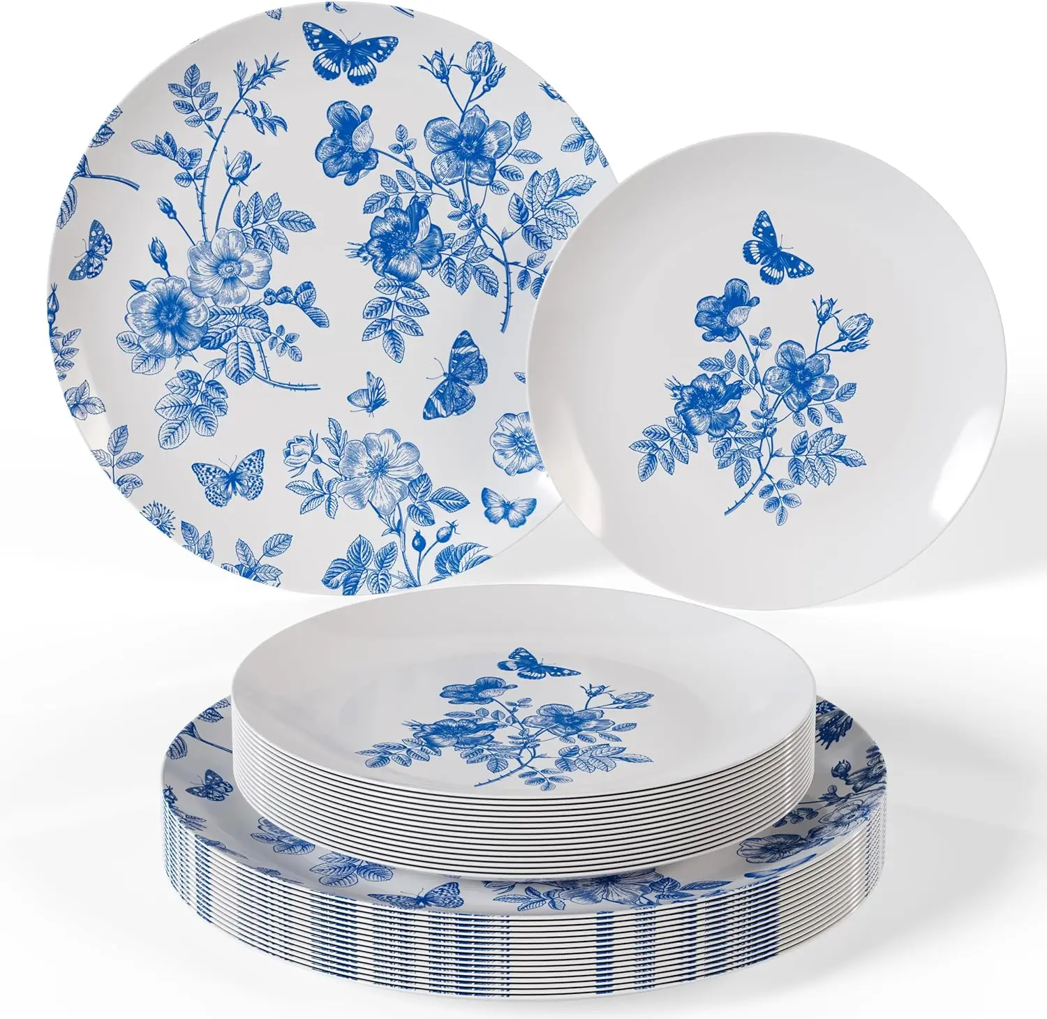 200 disposable plastic plate set (100 guests) | Wedding party plates | White and blue floral design
200 disposable plastic plate set (100 guests) | Wedding party plates | White and blue floral design