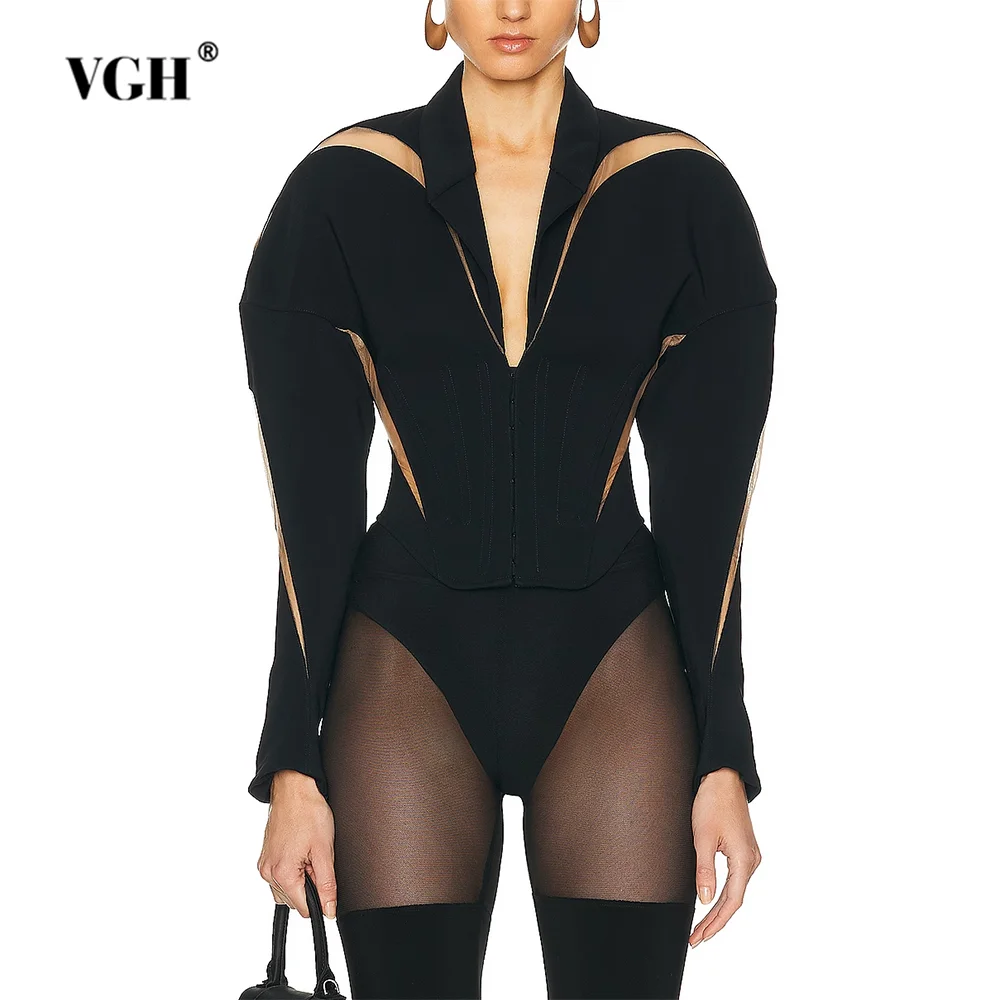 VGH Solid Slimmig Patchwork Mesh Casual Jackets For Women Lapal Long Sleeve Minimalist Tunic Short Jacket Female Fashion Style
VGH Solid Slimmig Patchwork Mesh Casual Jackets For Women Lapal Long Sleeve Minimalist Tunic Short Jacket Female Fashion Style