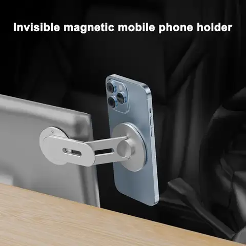 Invisible Magnetic Laptop Phone Holder Computer Monitor Side Cell Phone Slim& Foldable For IPhone16-12 Series Case And All Phone