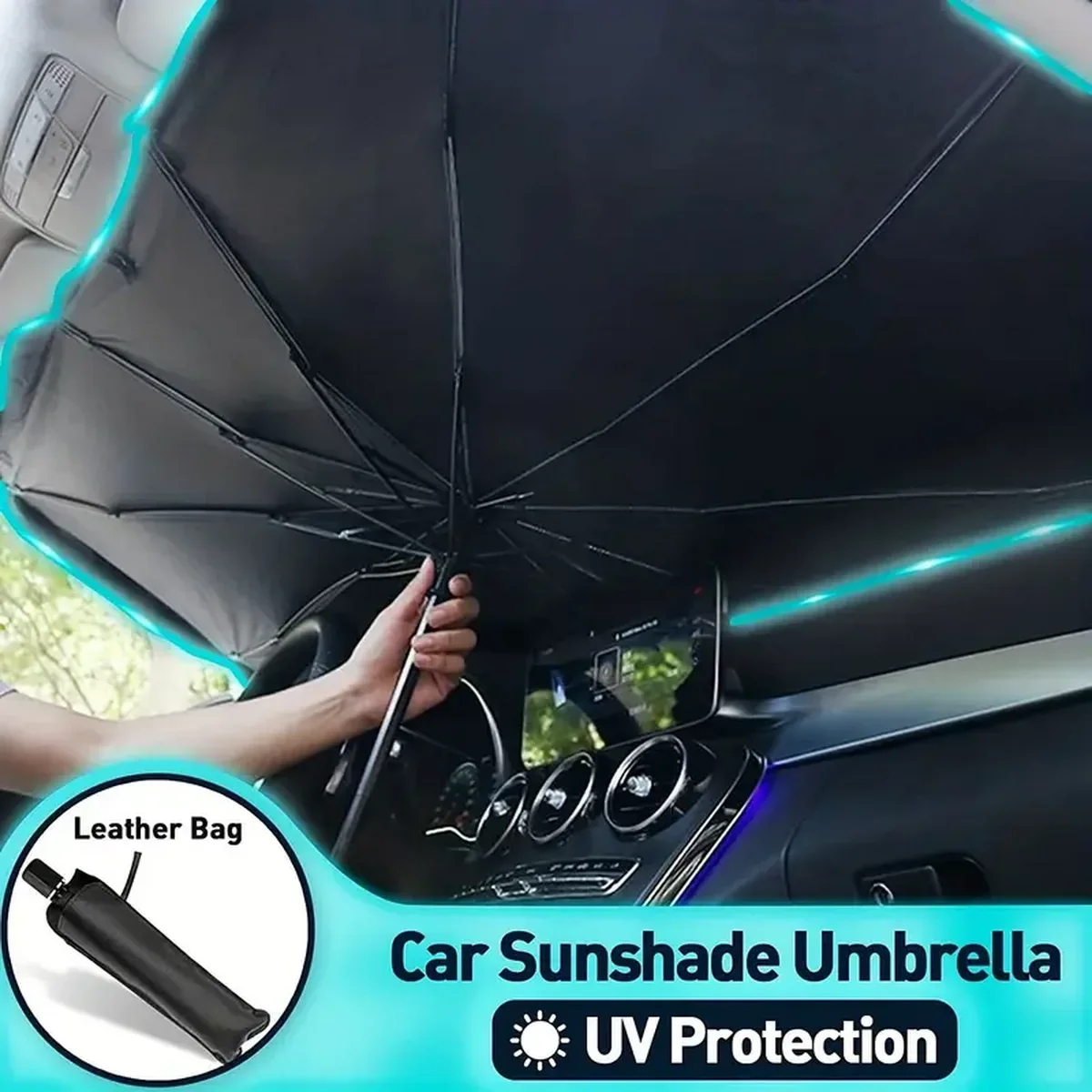 Premium Windshield Sunshade - Reflective UV Blocker, Foldable Sun Visor Protector, Keeping Vehicle Cool, Easy to Use Amagi
Premium Windshield Sunshade - Reflective UV Blocker, Foldable Sun Visor Protector, Keeping Vehicle Cool, Easy to Use Amagi