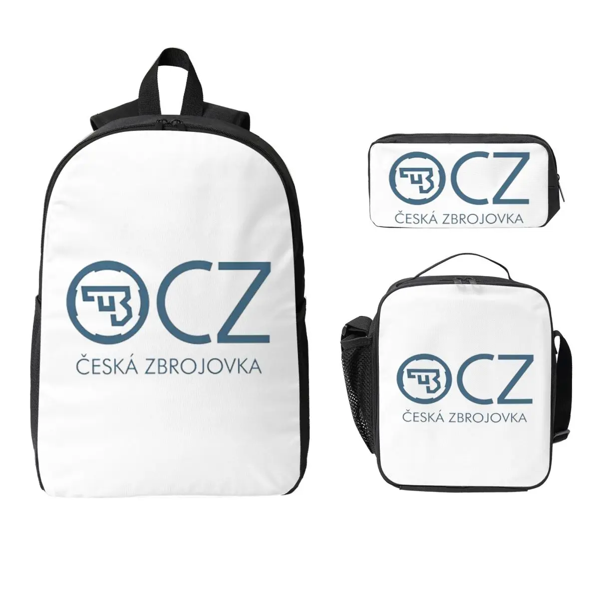 White CZ Guns Logo Backpack Boys Girls BookBag School Bag Computer Shoulder Bags 3ps Insulated Lunch Bag Pencil Case
White CZ Guns Logo Backpack Boys Girls BookBag School Bag Computer Shoulder Bags 3ps Insulated Lunch Bag Pencil Case