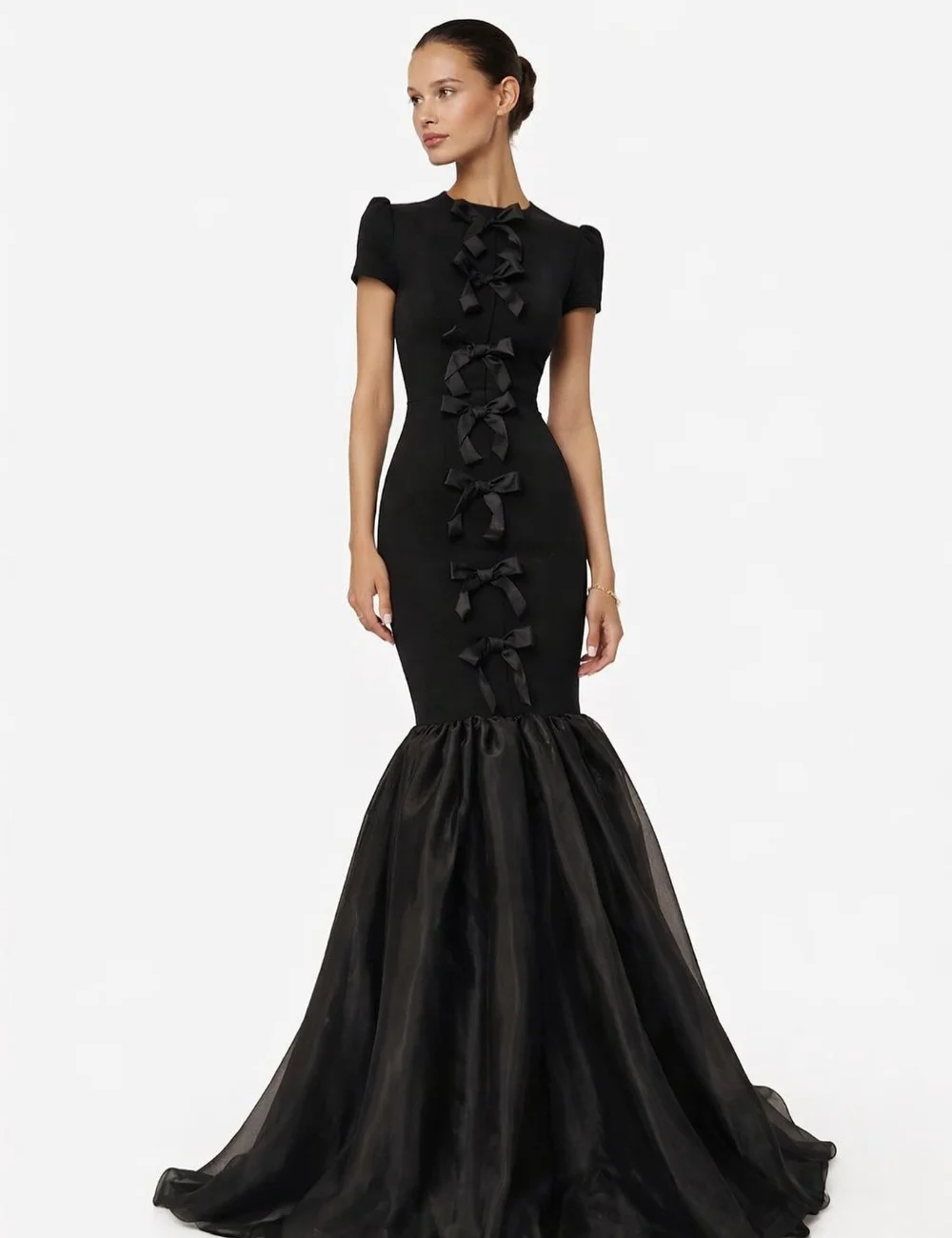 Customized Retro Fashion Jersey Pleat Bow Mermaid High Collar Floor-Length Evening Dresses Casual For Birthday Party
Customized Retro Fashion Jersey Pleat Bow Mermaid High Collar Floor-Length Evening Dresses Casual For Birthday Party