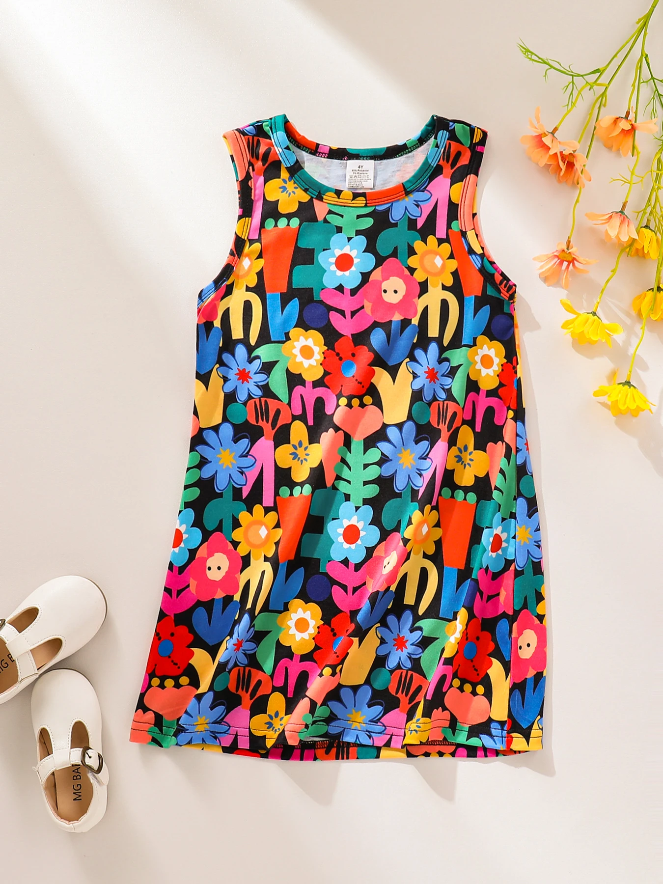 Girls' Fashionable and Simple Summer Dress, Little Girls' Floral and Plant All-Over Print Round Neck Sleeveless Sweet Mid-Length Dress, Girls' Everyday Comfortable and Soft Youthful and Energetic Children's Clothing, Young Girls' Outdoor Elegant and Styli
Girls' Fashionable and Simple Summer Dress, Little Girls' Floral and Plant All-Over Print Round Neck Sleeveless Sweet Mid-Length Dress, Girls' Everyday Comfortable and Soft Youthful and Energetic Children's Clothing, Young Girls' Outdoor Elegant and Styli