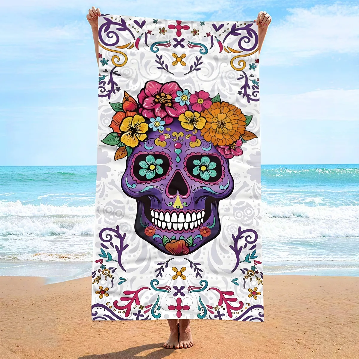 Sugar Skull Floral Beach Towel Day of The Dead Polyester Bath Towel Quick Dry Sandproof Blanket for Summer Swim Pool Travel
Sugar Skull Floral Beach Towel Day of The Dead Polyester Bath Towel Quick Dry Sandproof Blanket for Summer Swim Pool Travel