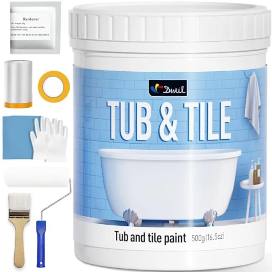 Tile Paint, Tub and Tile Refinishing Kit with Tools, Water-based Bathtub Paint - Low Odor, Easy to Use, 25-30sq.ft, 16.5oz, Sem
Tile Paint, Tub and Tile Refinishing Kit with Tools, Water-based Bathtub Paint - Low Odor, Easy to Use, 25-30sq.ft, 16.5oz, Sem