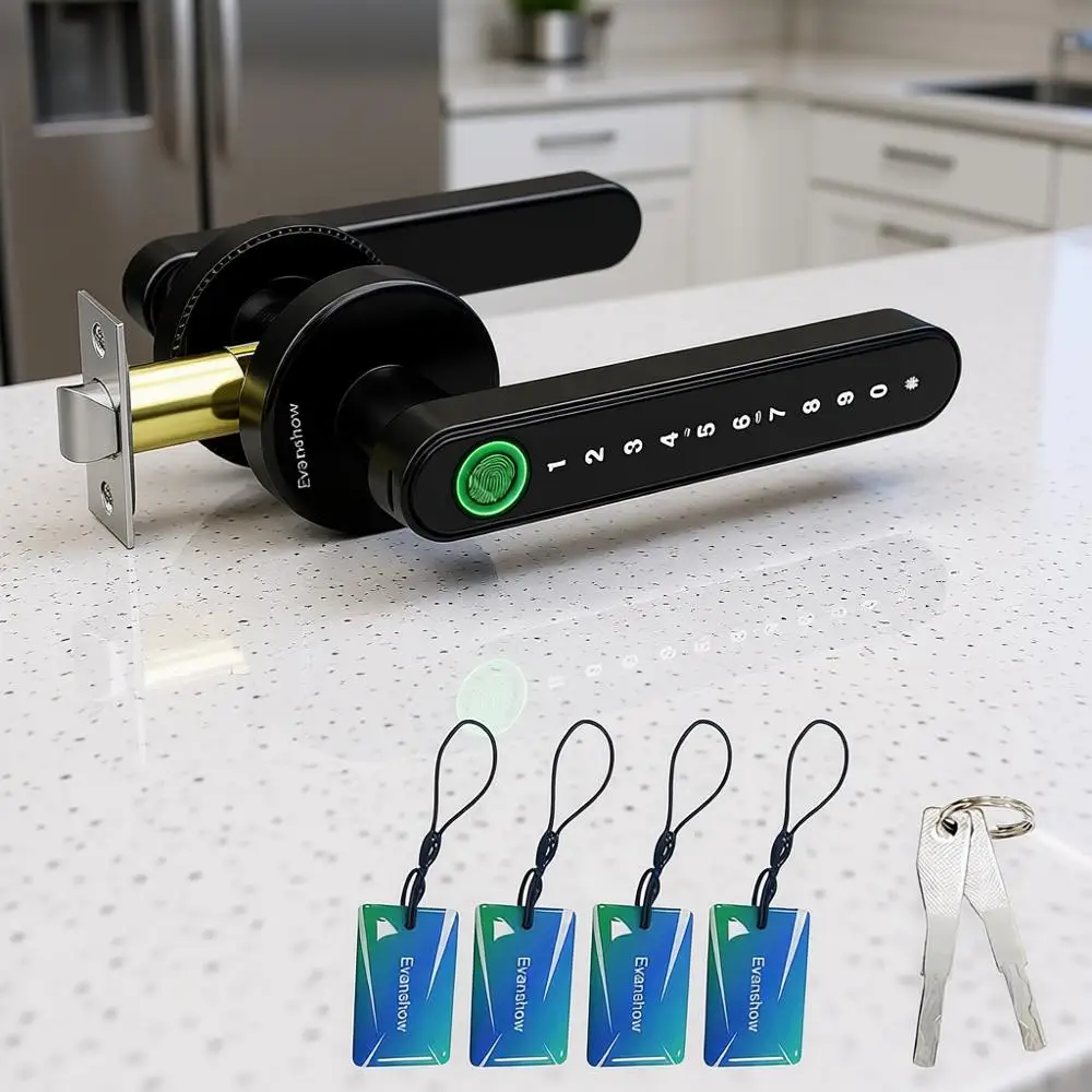 Smart Door Lock with Knob, Keyless Entry, Handle, Fingerprint Access for Bedroom/Front Door, Generate Remote Codes
Smart Door Lock with Knob, Keyless Entry, Handle, Fingerprint Access for Bedroom/Front Door, Generate Remote Codes