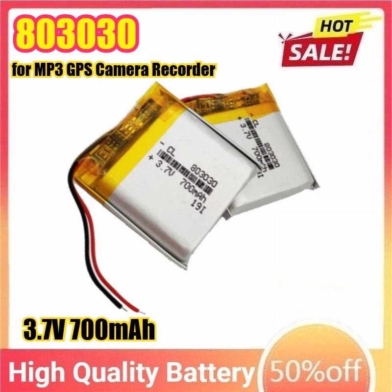 3.7V 700mAh 803030 LiPo Polymer Rechargeable Battery for MP3 GPS Camera Recorder Battery
3.7V 700mAh 803030 LiPo Polymer Rechargeable Battery for MP3 GPS Camera Recorder Battery