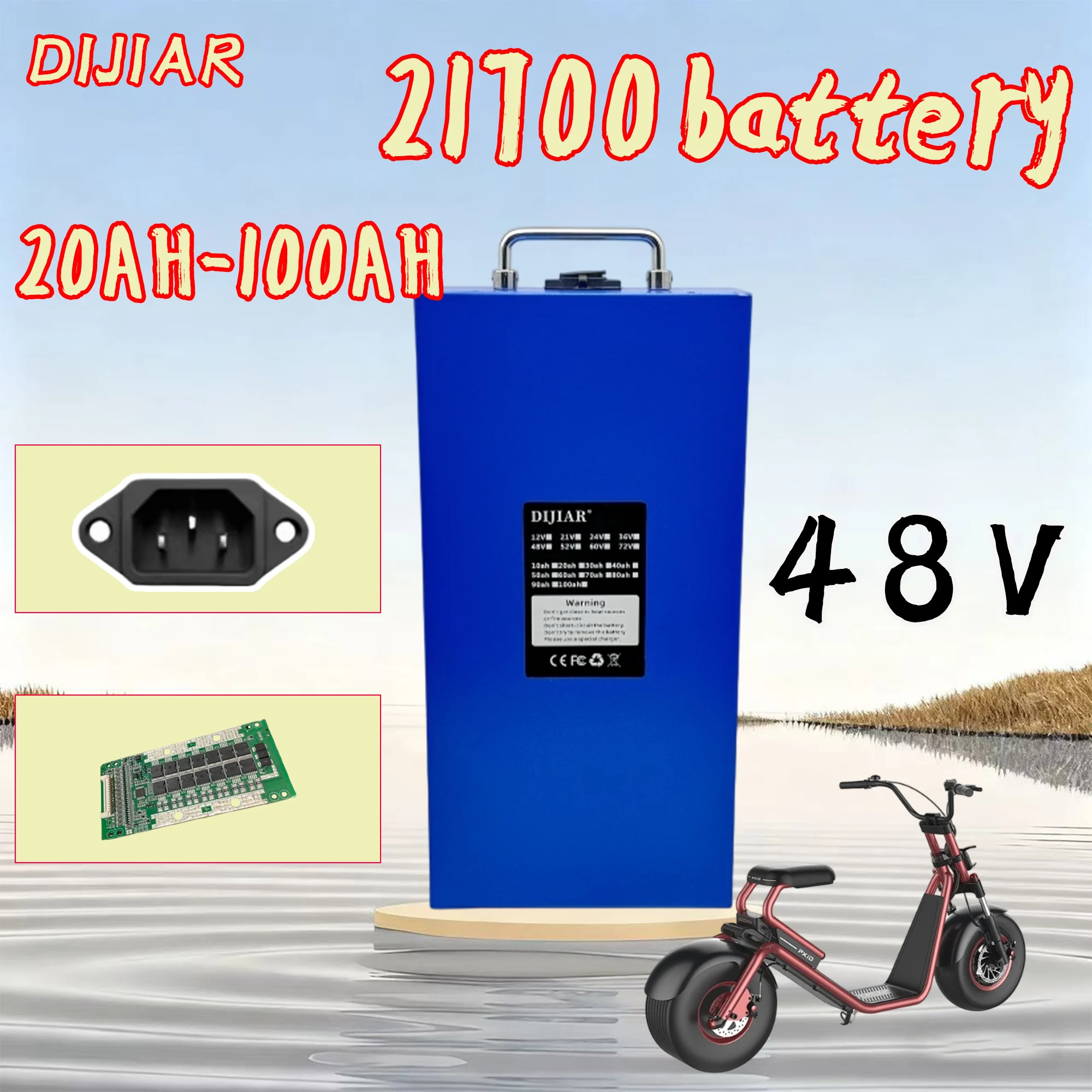 DIJIAR, Harley 48V21700 lithium battery, applied to 3000W two wheel foldable Citycoco electric scooter 20AH-100AH+BMS35AH
DIJIAR, Harley 48V21700 lithium battery, applied to 3000W two wheel foldable Citycoco electric scooter 20AH-100AH+BMS35AH