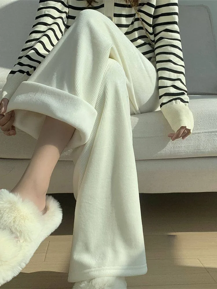 Женские зимние повседневные брюки Thiened Fce с широкими штанинами, высокой талией, свободного кроя, длинные, однотонные, комфортные
Женские зимние повседневные брюки Thiened Fce с широкими штанинами, высокой талией, свободного кроя, длинные, однотонные, комфортные