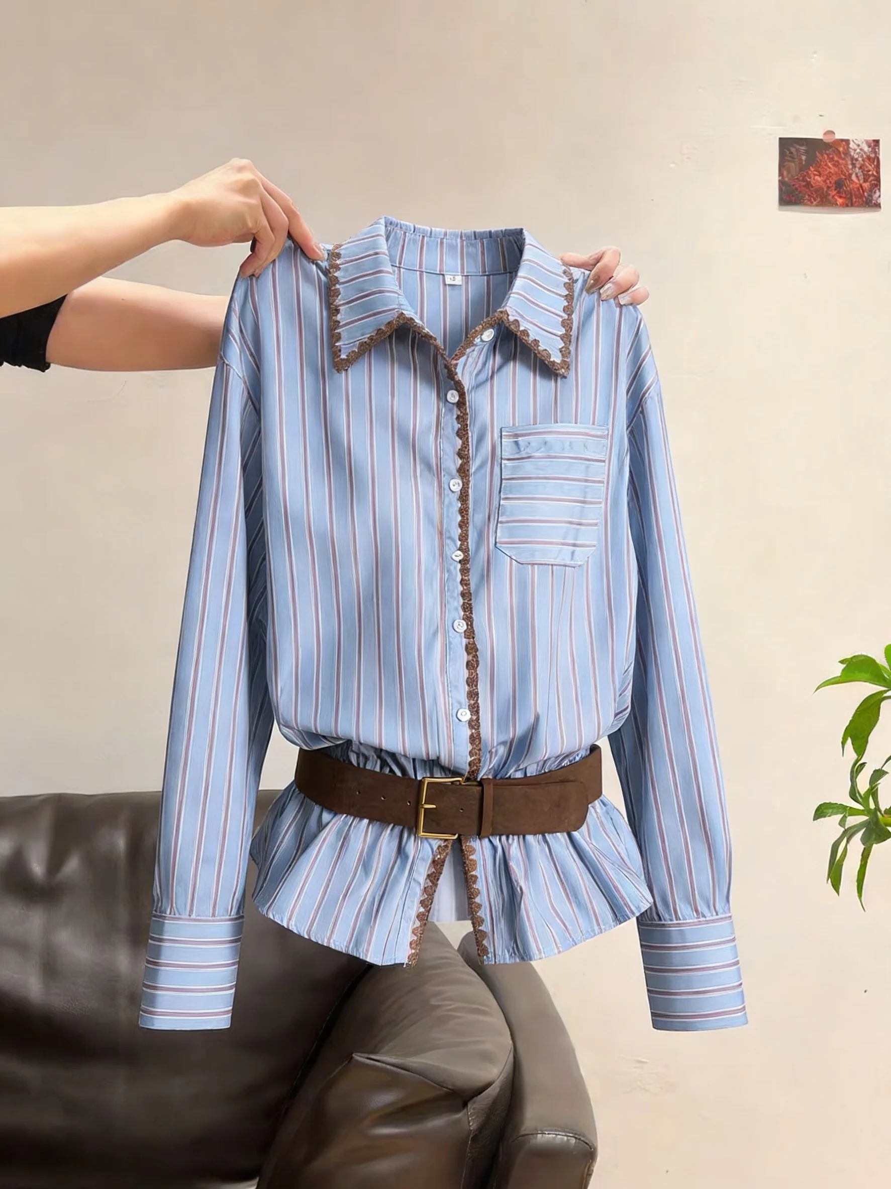 Повседневный синий полосатый топ для женщин: модный свободный крой, длинный рукав, весна-осень, молодежный стиль
Повседневный синий полосатый топ для женщин: модный свободный крой, длинный рукав, весна-осень, молодежный стиль