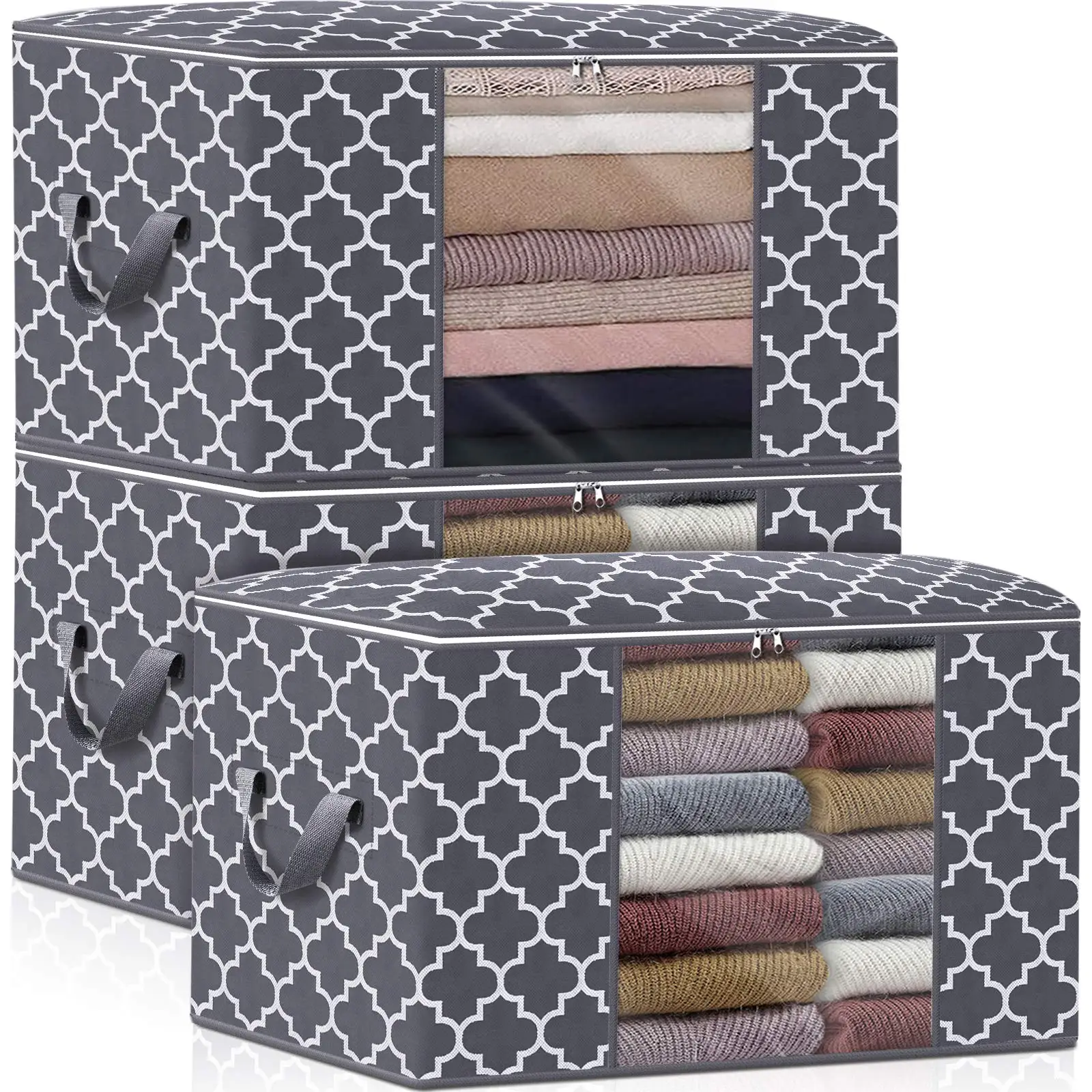 2Pack Large Clothes Organization Storage Bags Containers for Bedding,Comforters,Foldable Organizer with Handle,Clear Window,Grey
2Pack Large Clothes Organization Storage Bags Containers for Bedding,Comforters,Foldable Organizer with Handle,Clear Window,Grey