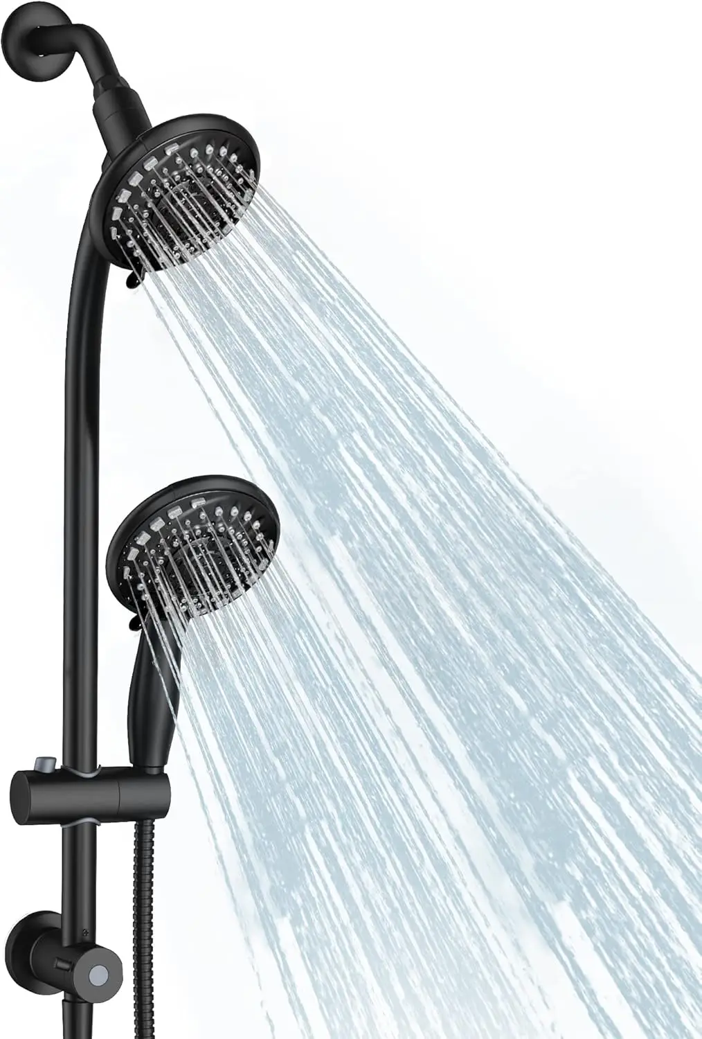 27.5" Drill-free Slide Bar, 5" 5-Setting Handheld & Rain Shower Combo, 5ft Hose - Black
27.5" Drill-free Slide Bar, 5" 5-Setting Handheld & Rain Shower Combo, 5ft Hose - Black