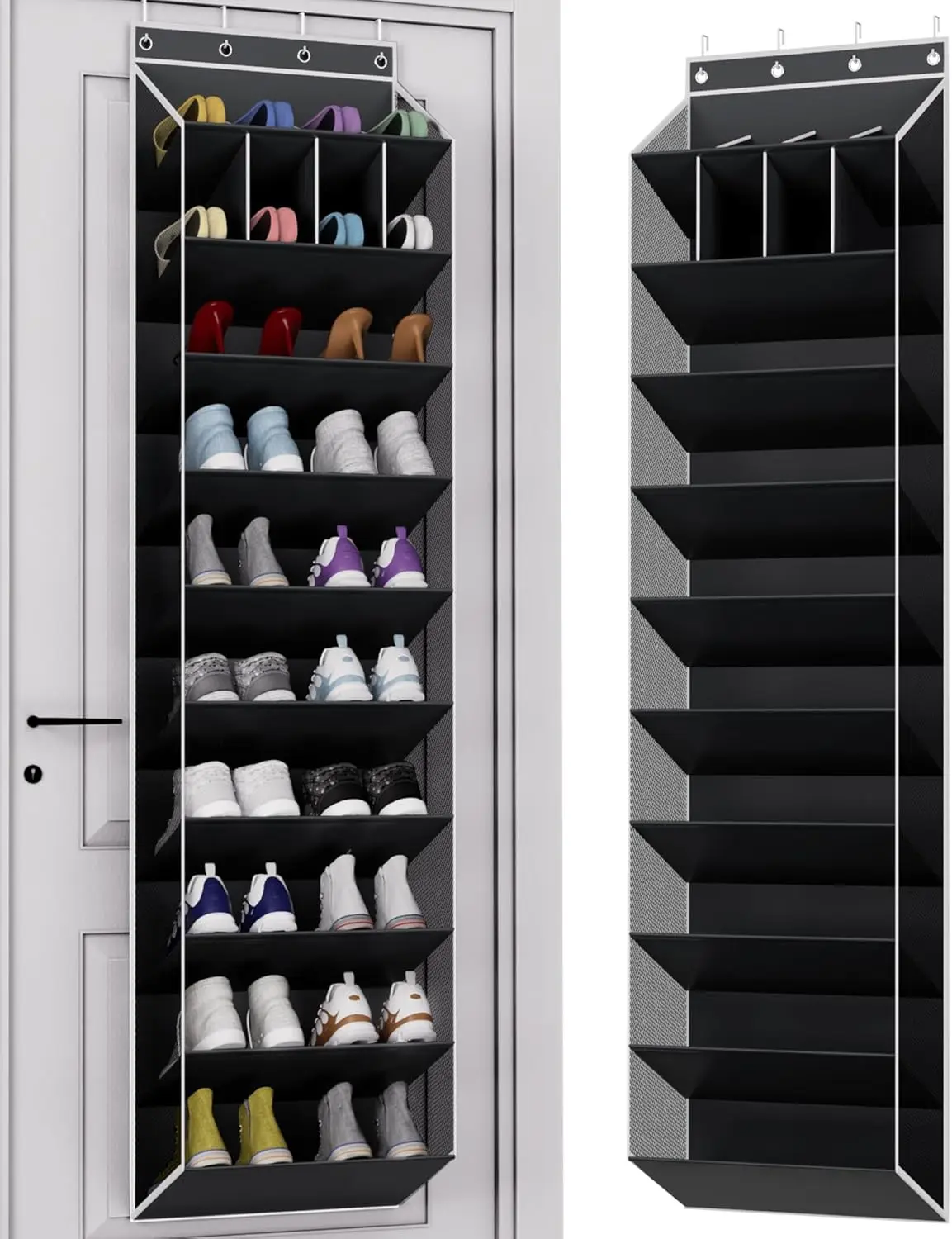 10-Tier Large Size Over the Door Shoe Organizer, 20 Pairs Hanging Shoe Rack for Closet with Deep Pockets, Space-Saving S
10-Tier Large Size Over the Door Shoe Organizer, 20 Pairs Hanging Shoe Rack for Closet with Deep Pockets, Space-Saving S