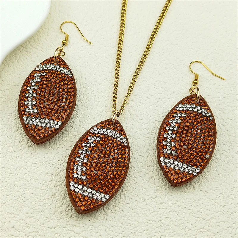 Cute Rugby Tennis Balls Soccer Football Basketball Necklace Earrings Set for Women Rhinestone American Crystal Football Jewelry
Cute Rugby Tennis Balls Soccer Football Basketball Necklace Earrings Set for Women Rhinestone American Crystal Football Jewelry