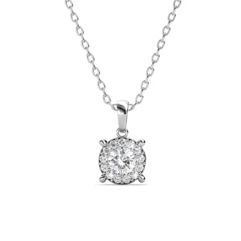Daisini Flicker Crystals from Swarovski Round Cut Halo Compass Pendant Necklaces for Women Qulaity Copper Wedding Jewelry