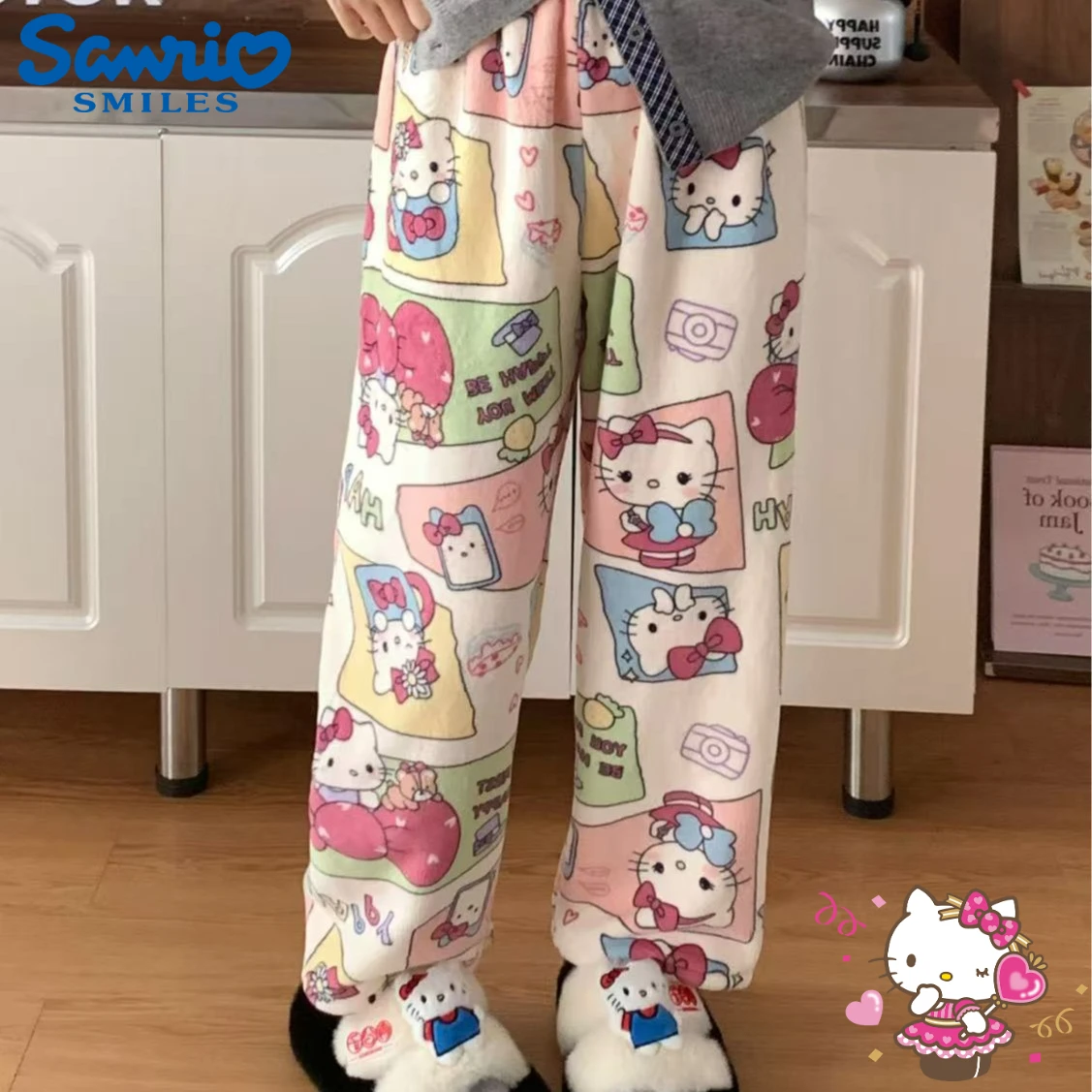 Cute Sanrio Hello Kitty Flannel Pajama Pants Cartoon Character KTCat Autumn Winter Casual Home Women Girls Fashion Trous Gifts
Cute Sanrio Hello Kitty Flannel Pajama Pants Cartoon Character KTCat Autumn Winter Casual Home Women Girls Fashion Trous Gifts