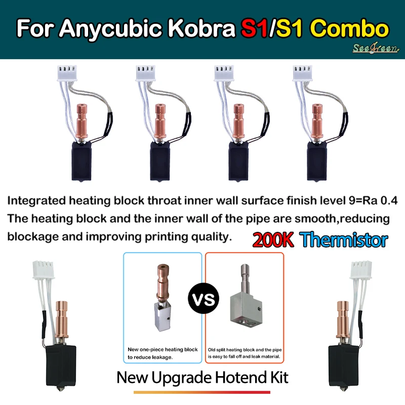 Для Anycubic Kobra S1 Hotend керамика Новое обновление Hotend для Kobra S1 Combo Head S1C 3d-принтер 24 В 48 Вт 200 К Быстрый нагрев 300 ℃
Для Anycubic Kobra S1 Hotend керамика Новое обновление Hotend для Kobra S1 Combo Head S1C 3d-принтер 24 В 48 Вт 200 К Быстрый нагрев 300 ℃