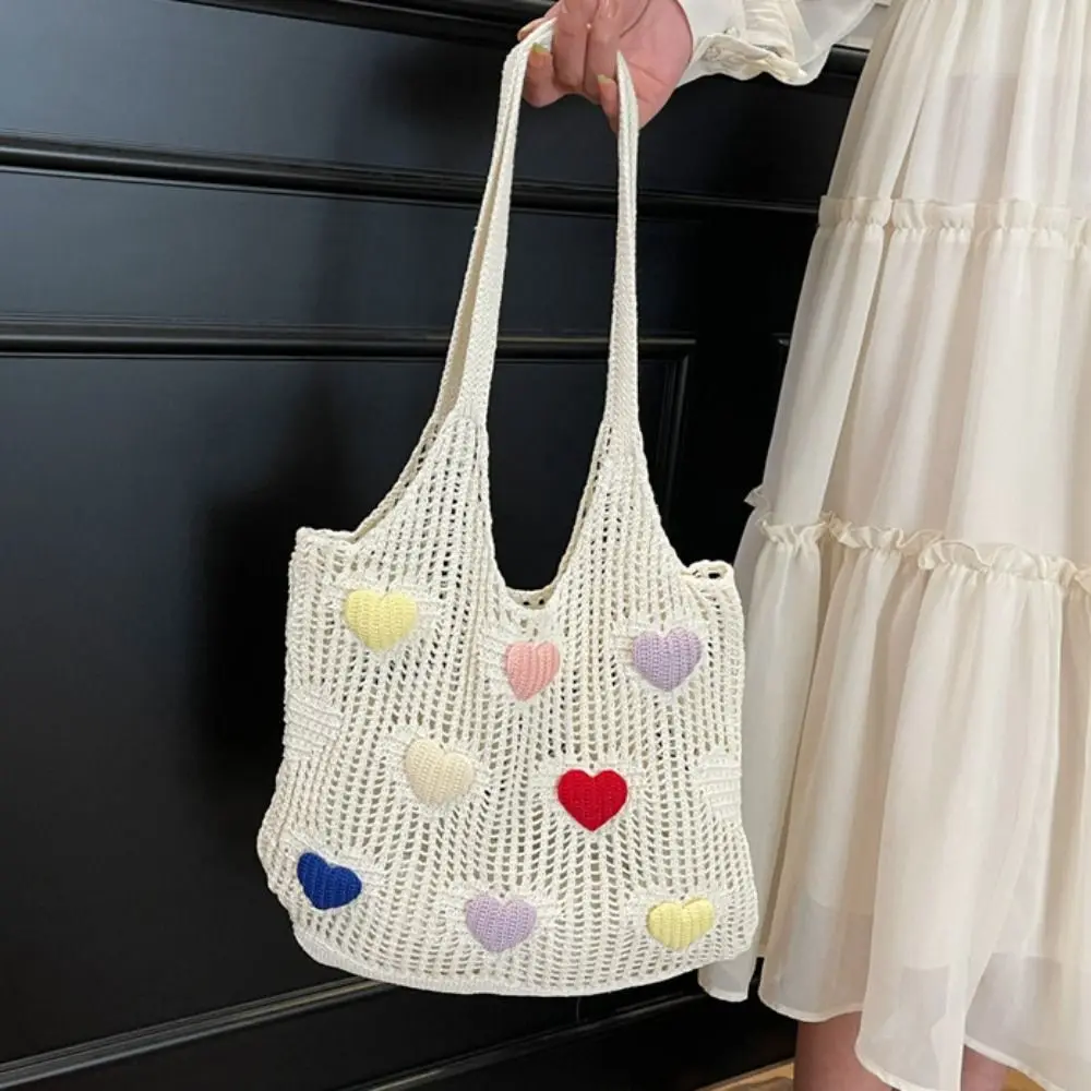 Hollow Out Lover Heart Thread Woven Bag Beach Handbag Bohemian Style Beach Bag Tote Bag Large Capacity Hollow Shoulder Bag
Hollow Out Lover Heart Thread Woven Bag Beach Handbag Bohemian Style Beach Bag Tote Bag Large Capacity Hollow Shoulder Bag