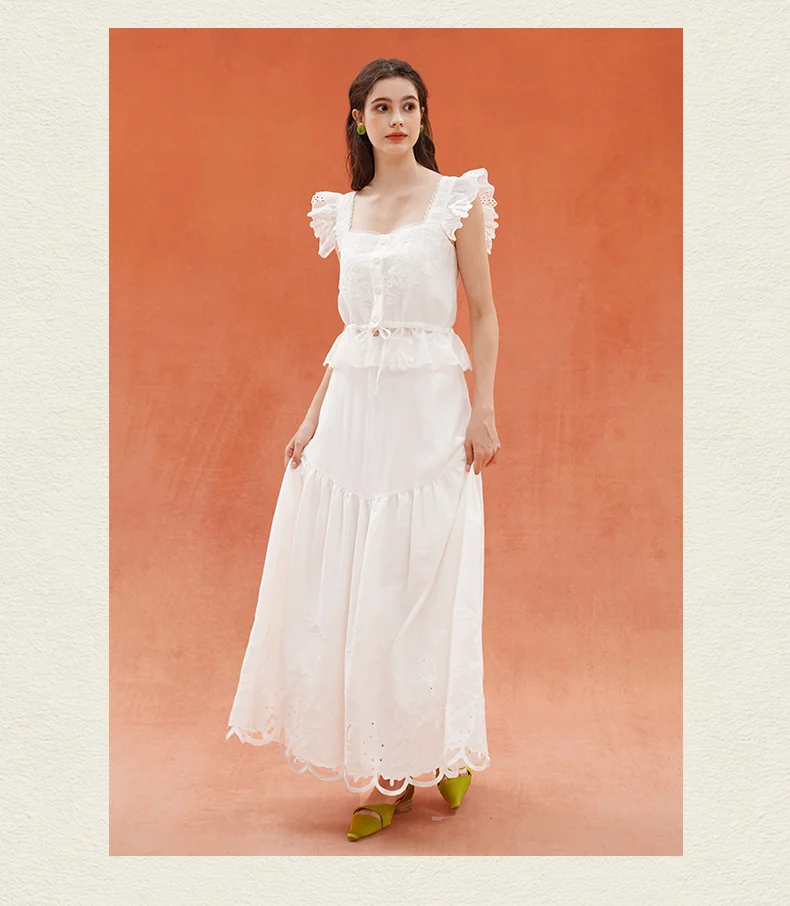Spring Autumn Original Design French Retro White Lace Heavy Embroidery with Textured Hemline and Draping Pleated Skirts
Spring Autumn Original Design French Retro White Lace Heavy Embroidery with Textured Hemline and Draping Pleated Skirts