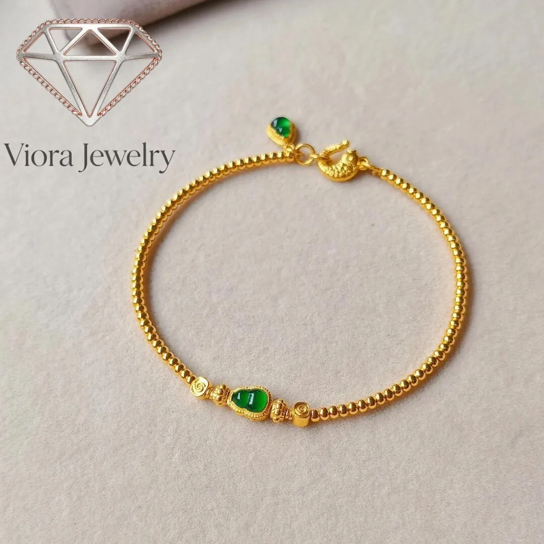 Viora Jewelry AU999 Good Luck Koi Green Gourd 24K Real Gold Chinese Style High-Pretty Bracelet Luxury and Fashion Gifts for Girl
Viora Jewelry AU999 Good Luck Koi Green Gourd 24K Real Gold Chinese Style High-Pretty Bracelet Luxury and Fashion Gifts for Girl