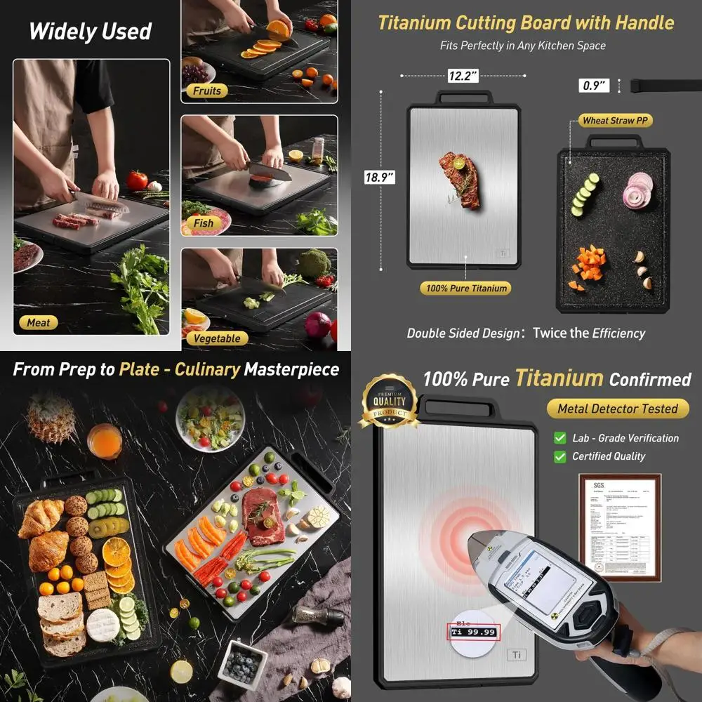 Large Double-Sided Titanium & Wheat Straw Kitchen Chopping Boards with Handle - Durable, Non-Wood, Black/Grey Options
Large Double-Sided Titanium & Wheat Straw Kitchen Chopping Boards with Handle - Durable, Non-Wood, Black/Grey Options