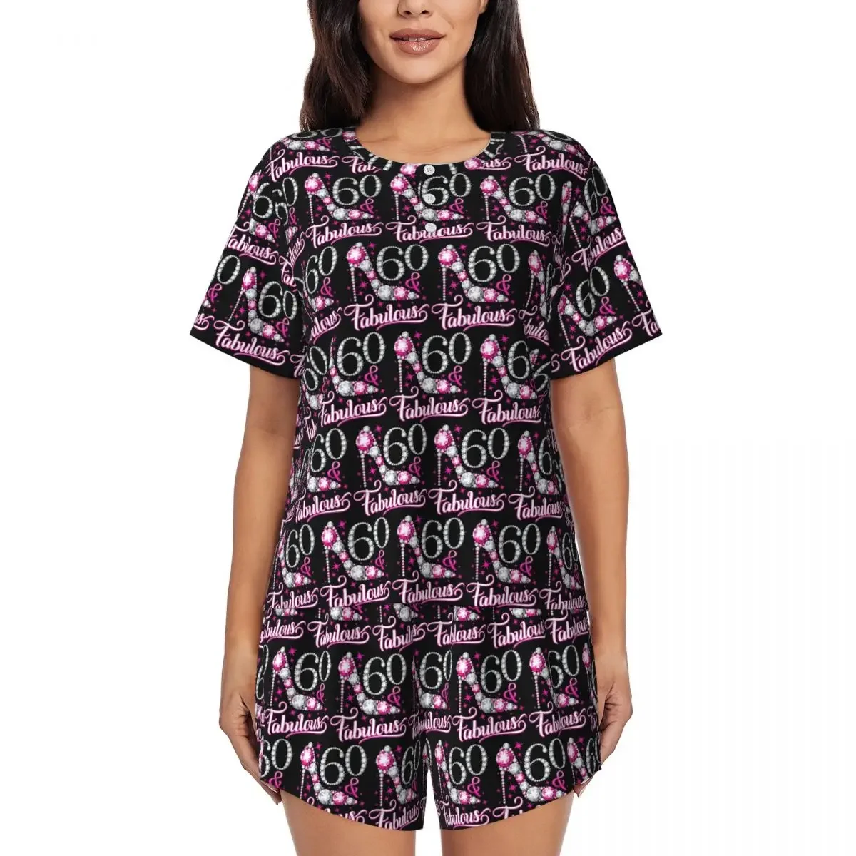 60th Birthday Design. 60 And Fabulous Lady's Round Neck Short Sleeves Nightdress for Sleeping Women Loose Pajama Set Short Pants
60th Birthday Design. 60 And Fabulous Lady's Round Neck Short Sleeves Nightdress for Sleeping Women Loose Pajama Set Short Pants