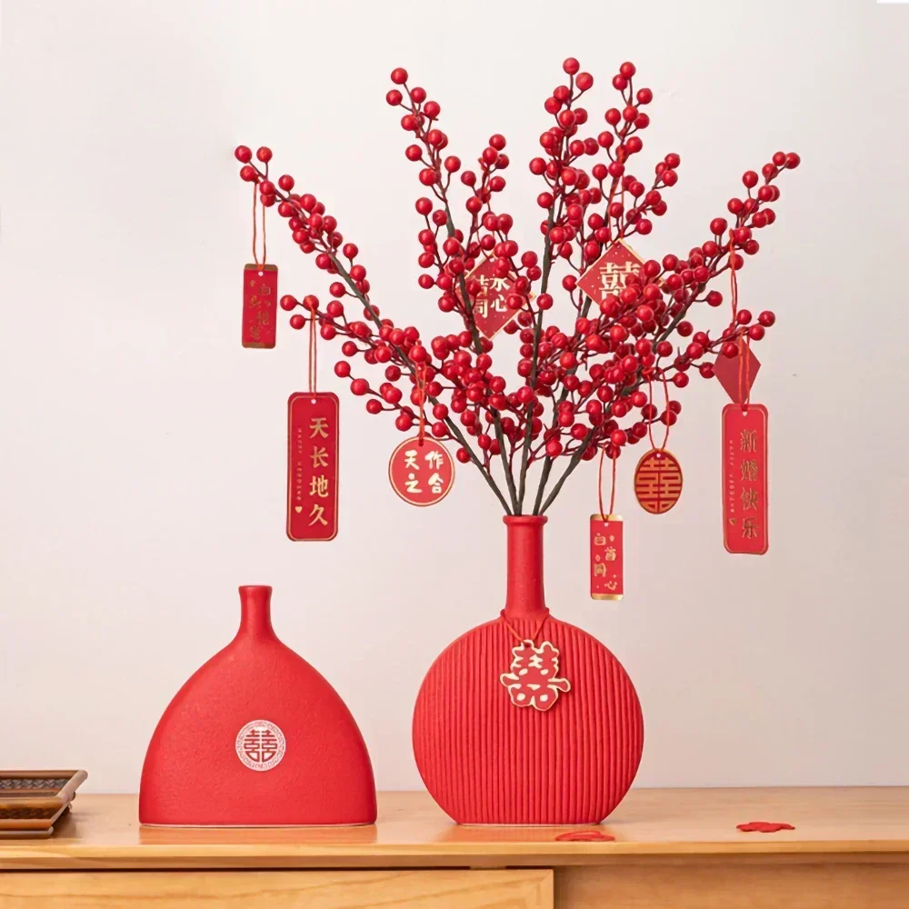 Red Chinese Ceramic Flower Vase Home Interior Decoration,Luxury Wedding Decorative Vases,Living Room Bedroom Table Ornaments
Red Chinese Ceramic Flower Vase Home Interior Decoration,Luxury Wedding Decorative Vases,Living Room Bedroom Table Ornaments