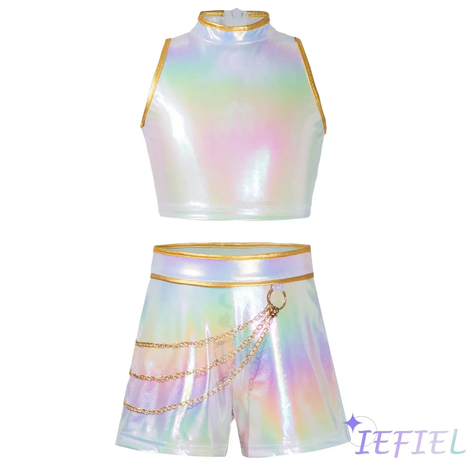 Sparkling Singer Performance Outfit for Girls Metallic Crop Top with Detachable Waist Chain And Adjustable Shorts Set
Sparkling Singer Performance Outfit for Girls Metallic Crop Top with Detachable Waist Chain And Adjustable Shorts Set