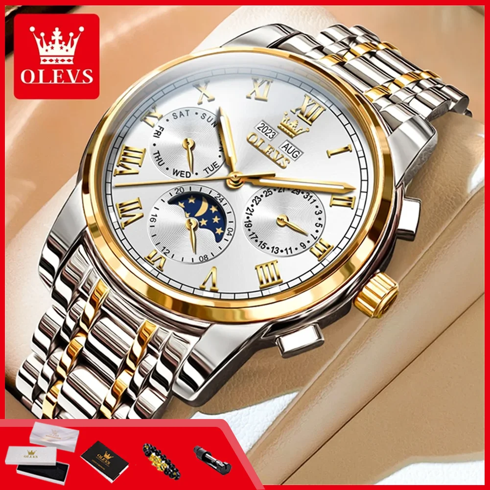 OLEVS 6692 Original Automatic Mechanical Watch for Men 24 Hour Moon Phase Waterproof Calendar Luxury Business Men's Wristwatches
OLEVS 6692 Original Automatic Mechanical Watch for Men 24 Hour Moon Phase Waterproof Calendar Luxury Business Men's Wristwatches