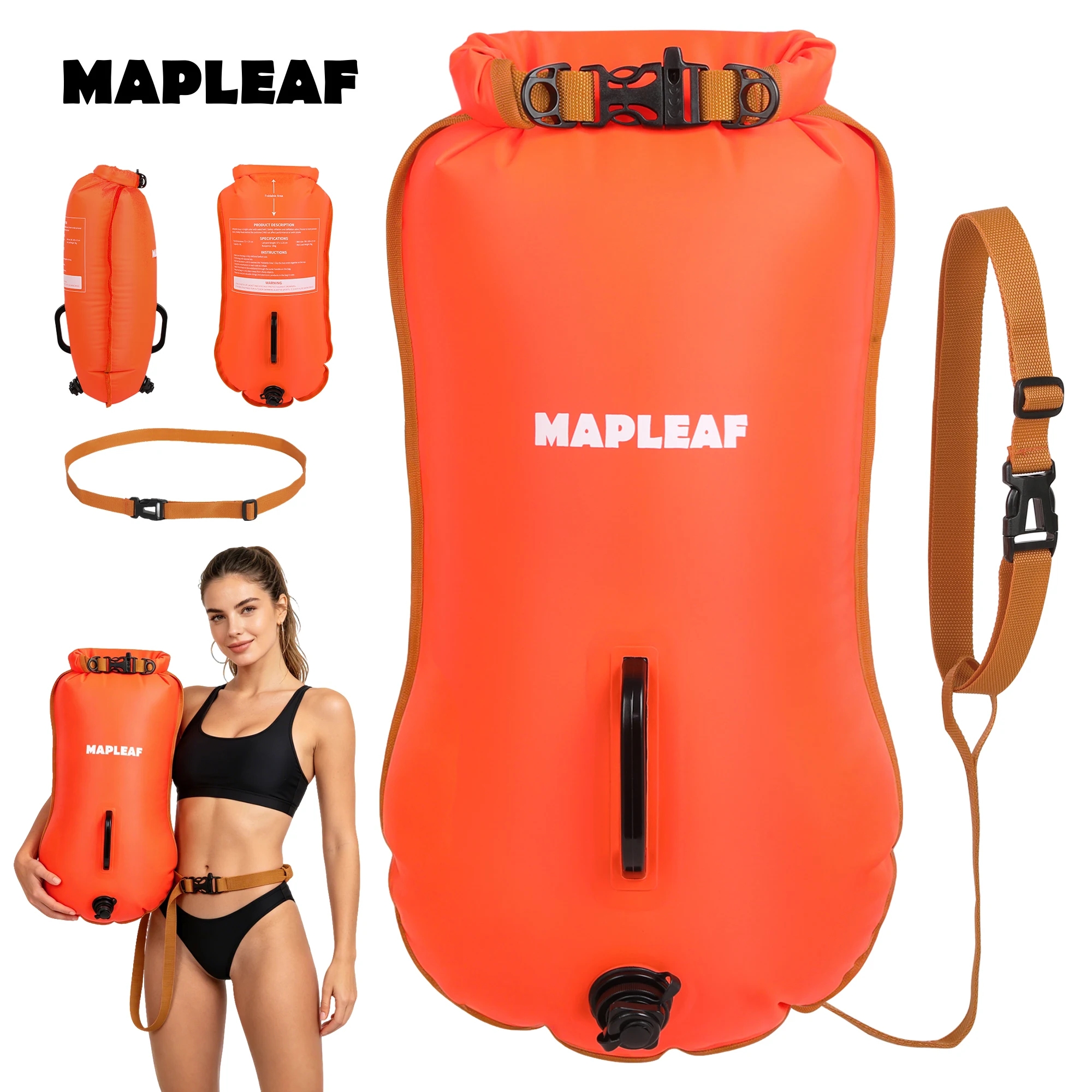 MAPLEAF Swimming Buoy Inflatable Open Tow Float Dry Bag Double Air Bag with Waist Belt for Water Sports Swimming Storage Dry Bag
MAPLEAF Swimming Buoy Inflatable Open Tow Float Dry Bag Double Air Bag with Waist Belt for Water Sports Swimming Storage Dry Bag