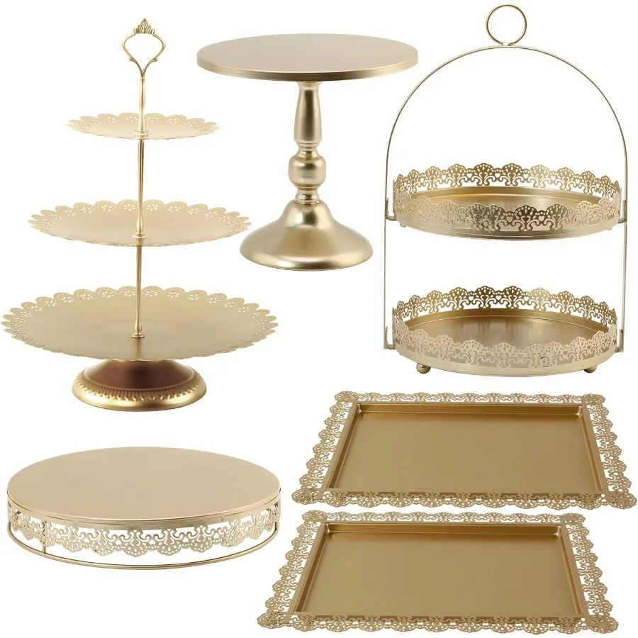6 Pcs Gold Cake Stands Set QENUIITEA Cake Display Pedestal Tiered Cupcake Holder Dessert Plate Serving Tower Tray Decorative fo
6 Pcs Gold Cake Stands Set QENUIITEA Cake Display Pedestal Tiered Cupcake Holder Dessert Plate Serving Tower Tray Decorative fo