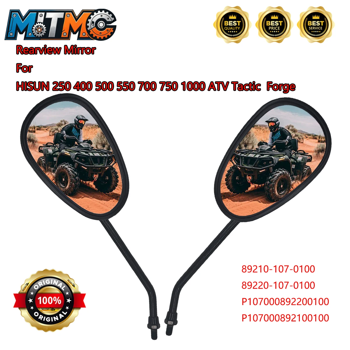 Rearview Mirror For HISUN 250 400 500 550 700 750 1000 ATV Tactic Forge 89210-107-0100 89220-107-0100 P107000892200100
Rearview Mirror For HISUN 250 400 500 550 700 750 1000 ATV Tactic Forge 89210-107-0100 89220-107-0100 P107000892200100