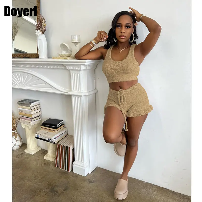 Summer 2 Piece Sets Women Outfit Home Suit Tank Top and Ruffle Drawstring Short Sets Sport Casual Loungewear Women Set Tracksuit
Summer 2 Piece Sets Women Outfit Home Suit Tank Top and Ruffle Drawstring Short Sets Sport Casual Loungewear Women Set Tracksuit