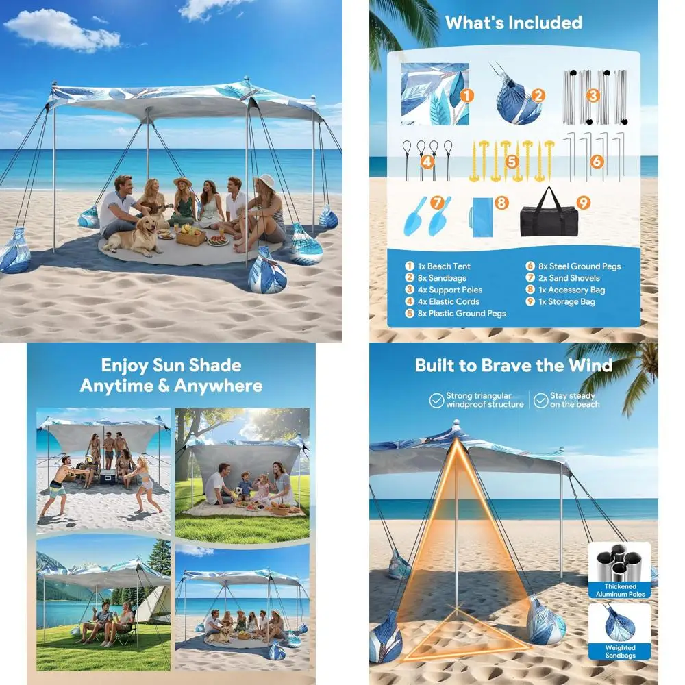 Пляжная палатка 3х3 м с защитой от солнца UPF50+, 8 мешками с песком и 4 опорами для кемпинга и рыбалки
Пляжная палатка 3х3 м с защитой от солнца UPF50+, 8 мешками с песком и 4 опорами для кемпинга и рыбалки