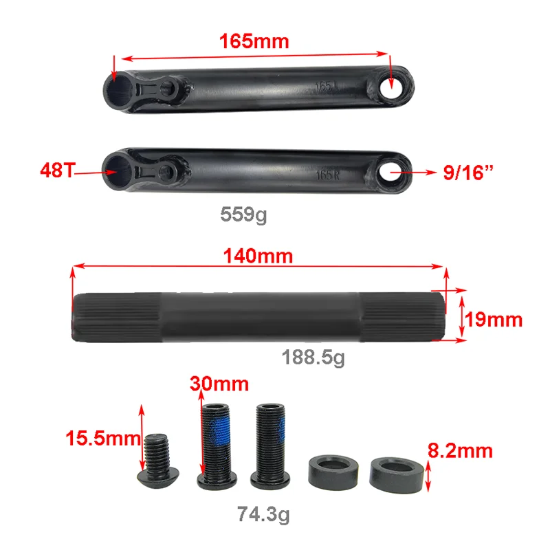 VOLE BMX Crank Set 19mm Spindle 9/16" Pedal Hole 48T 165mm CRMO Mid/Euro/Spanish/American BB Compatible Bicycle Accessories
VOLE BMX Crank Set 19mm Spindle 9/16" Pedal Hole 48T 165mm CRMO Mid/Euro/Spanish/American BB Compatible Bicycle Accessories