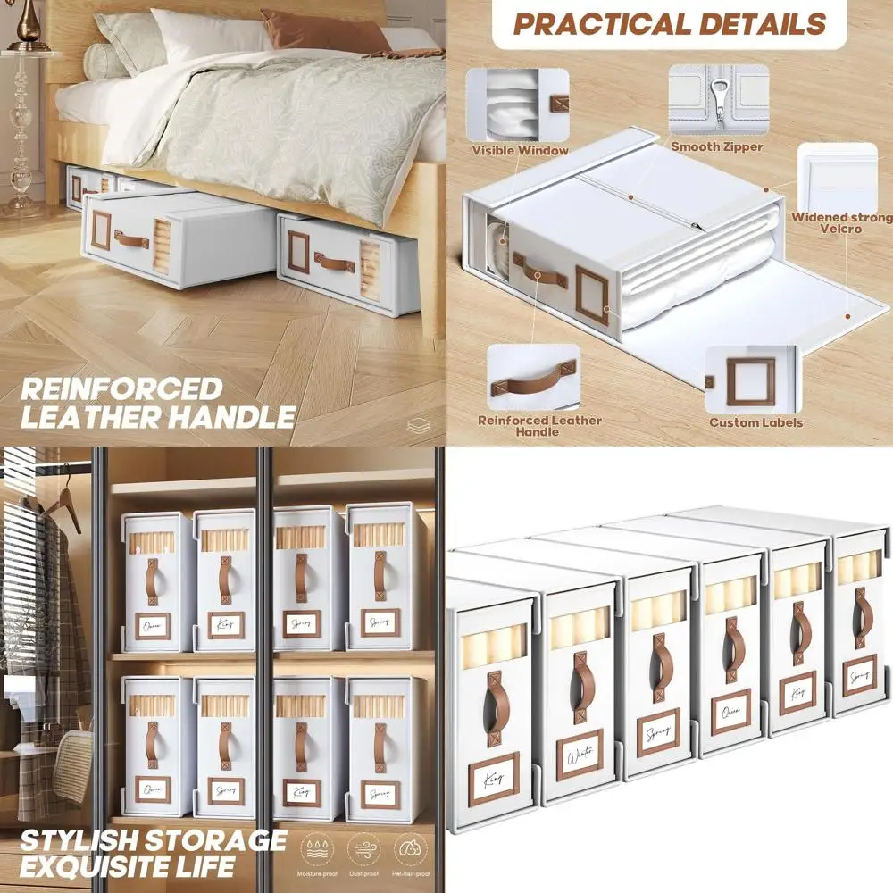 Органайзер для простыни Cal King Size из 6 предметов с кожаными ручками, складной ящик для хранения белья для одеял, простыней, пододеяльников -
Органайзер для простыни Cal King Size из 6 предметов с кожаными ручками, складной ящик для хранения белья для одеял, простыней, пододеяльников -