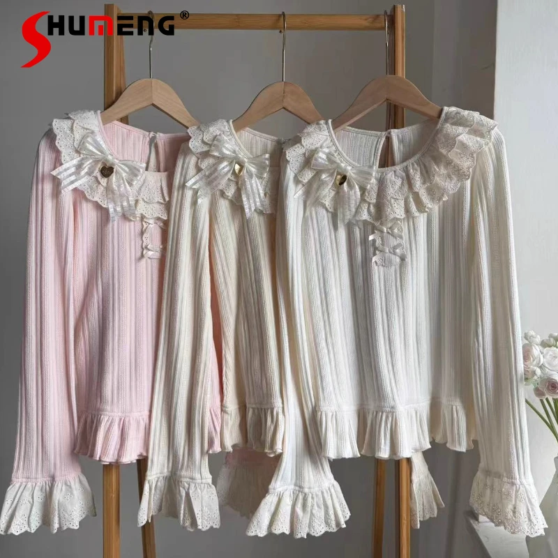 Оригинальный японский мягкий вязаный пуловер в стиле Лолиты для девочек, осень-зима, новые женские облегающие вязаные внутренние свитера с рюшами по краям
Оригинальный японский мягкий вязаный пуловер в стиле Лолиты для девочек, осень-зима, новые женские облегающие вязаные внутренние свитера с рюшами по краям