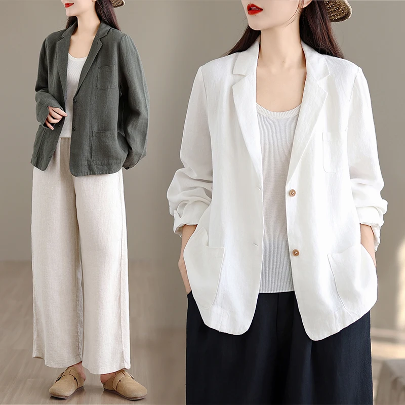 High-End Linen Suit Jaet for Women Autumn Loose Slimming Ele Versatile -Suit Top Trendy Casual Sle Loose Fit
High-End Linen Suit Jaet for Women Autumn Loose Slimming Ele Versatile -Suit Top Trendy Casual Sle Loose Fit