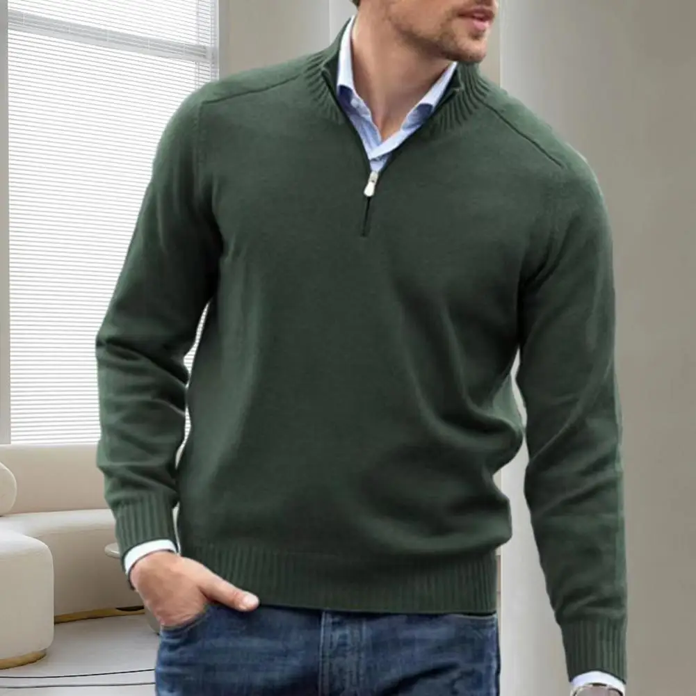 Men Fall Winter Sweater Solid Color Zipper Half-high Collar Knitted Long Sleeve Elastic Soft Warm Mid Length Men Pullover Top
Men Fall Winter Sweater Solid Color Zipper Half-high Collar Knitted Long Sleeve Elastic Soft Warm Mid Length Men Pullover Top