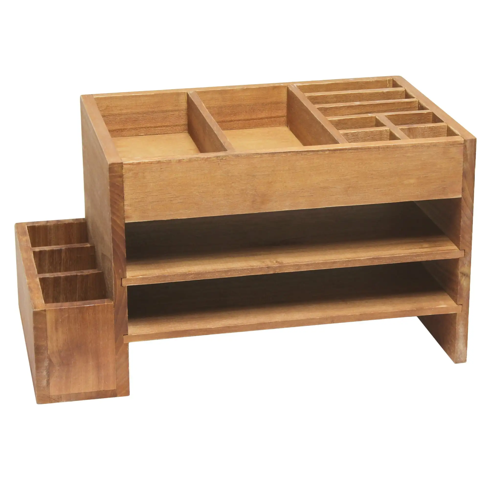 15.5" Home Office Tiered Desk Organizer with Storage Cubbies, Letter Tray, Natural Wood
15.5" Home Office Tiered Desk Organizer with Storage Cubbies, Letter Tray, Natural Wood