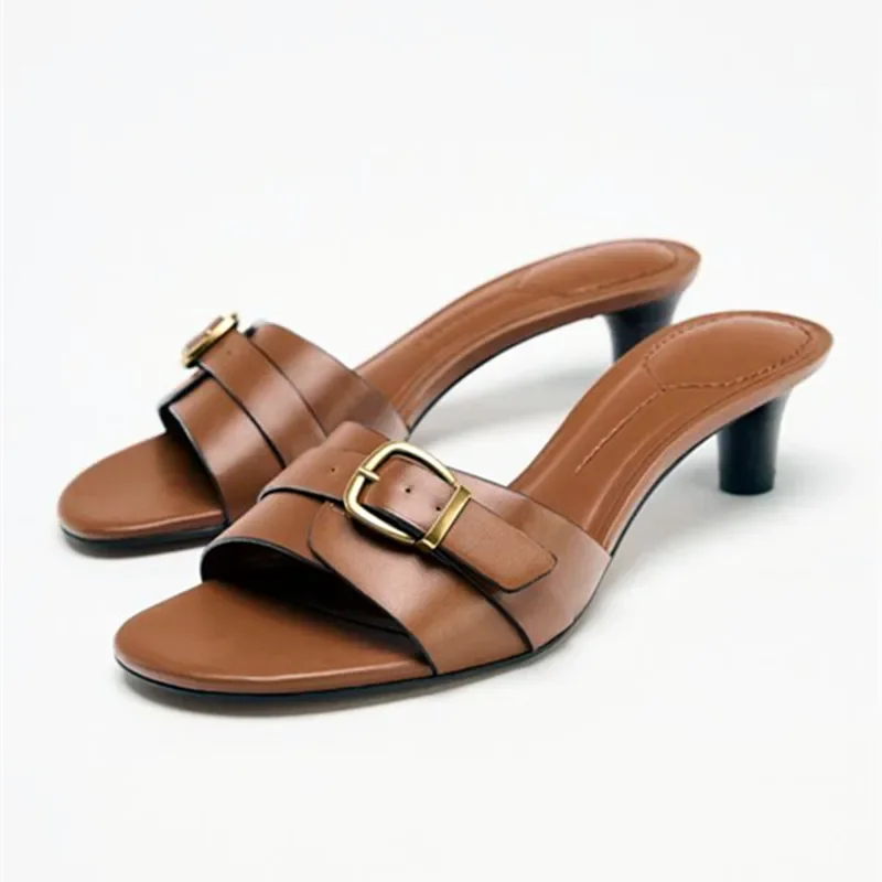 Summer Metal Belt Buckle Design Low Heel Sandals Women Fashion Street Style Square Toe Mules Slippers Zapatos De Mujer
Summer Metal Belt Buckle Design Low Heel Sandals Women Fashion Street Style Square Toe Mules Slippers Zapatos De Mujer