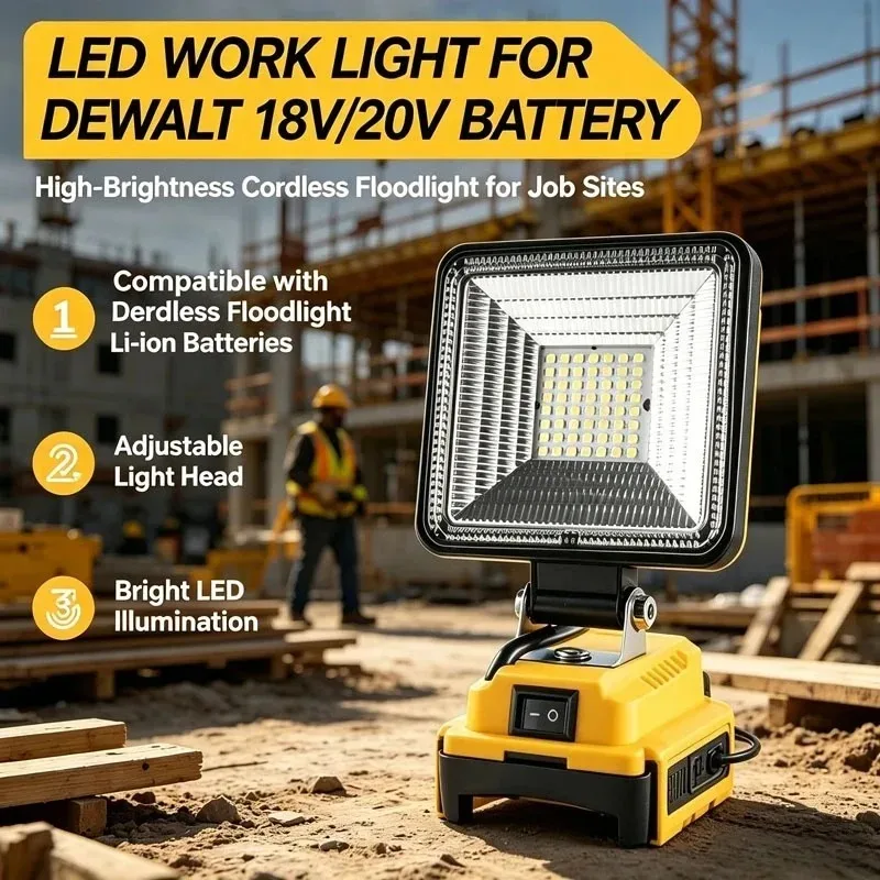 4-Inch LED Work Light Floodlight For Dewalt 18V 20V Battery Adjustable Outdoor Emergency Lamp With USB Type C
4-Inch LED Work Light Floodlight For Dewalt 18V 20V Battery Adjustable Outdoor Emergency Lamp With USB Type C