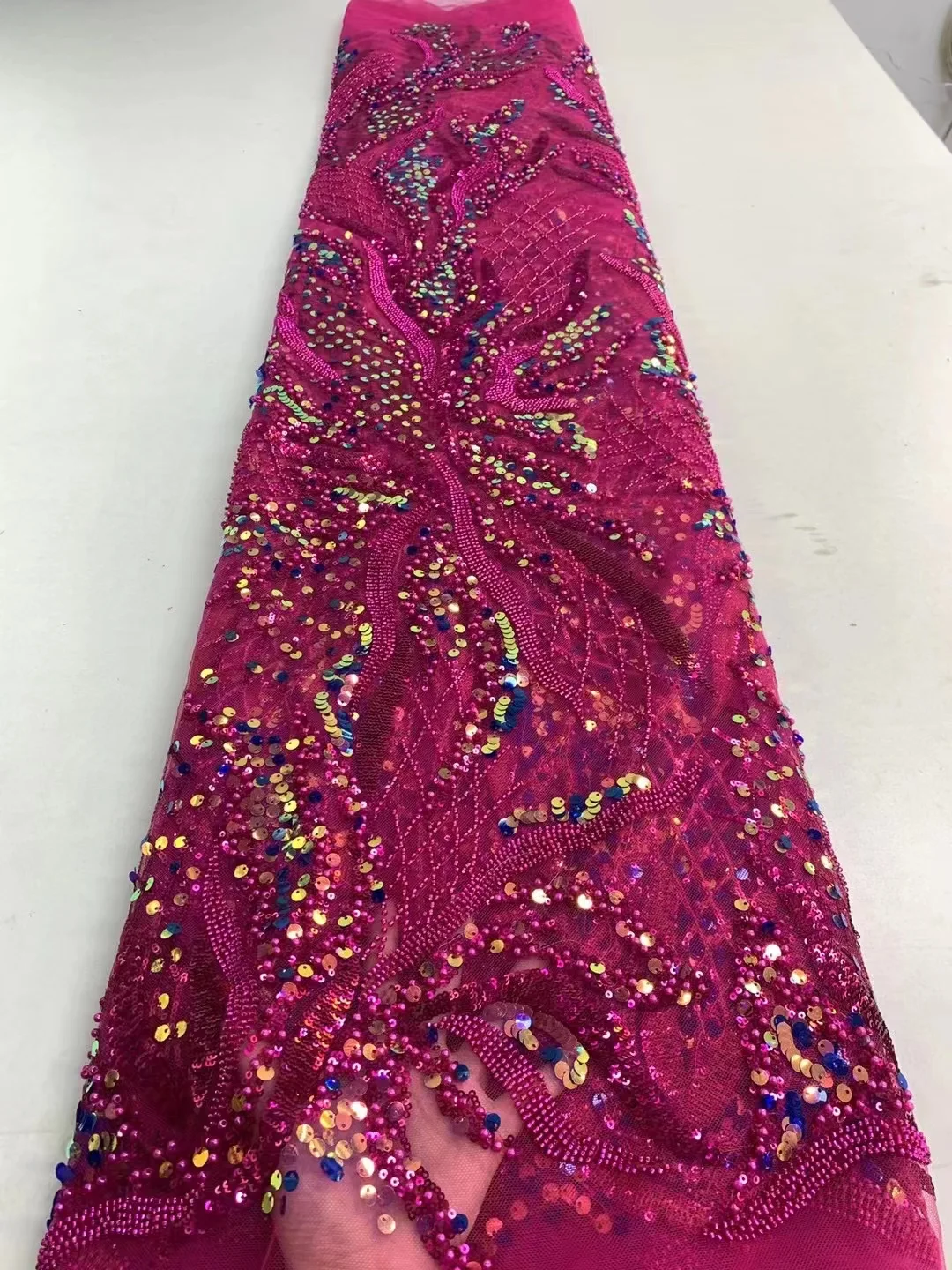 High Quality Crystal Sequin Beads Embroidery French Tulle Net Lace African Sequin Fabric For Ladies Party Dress Wedding PL014-1
High Quality Crystal Sequin Beads Embroidery French Tulle Net Lace African Sequin Fabric For Ladies Party Dress Wedding PL014-1